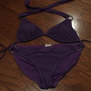 String bikini with gold hardware